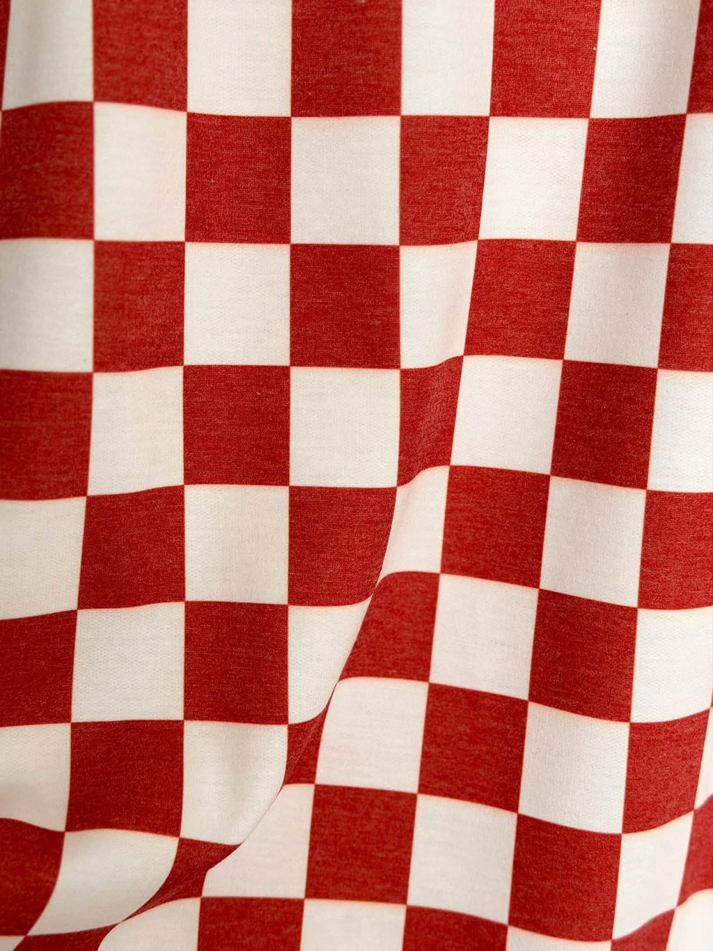 (FRENCH TERRY BRUSHED) NEW RED AND OFF WHITE MEDIUM CHECKERED