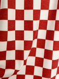 (FRENCH TERRY BRUSHED) NEW RED AND OFF WHITE MEDIUM CHECKERED