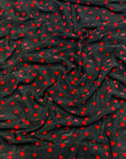 (MESH) TINY RED FLOCK HEARTS ON BLACK