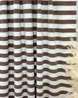 (2X2 COTTON FEEL RIB) MOCHA AND OFF WHITE STRIPES