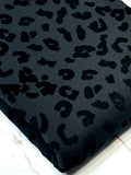 (FRENCH TERRY BRUSHED) BLACK FLOCK LEOPARD ON BLACK