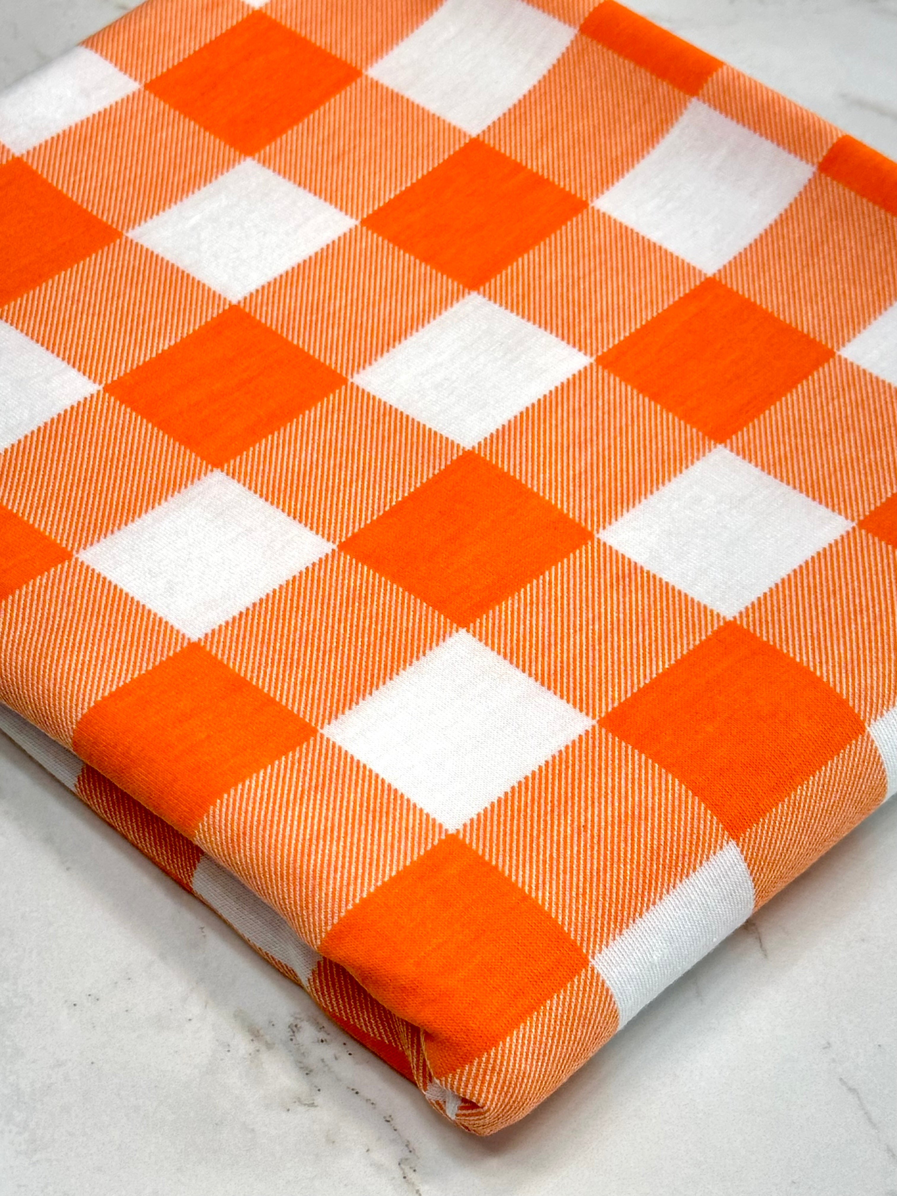 (KNIT) ORANGE AND OFF WHITE MEDIUM GINGHAM