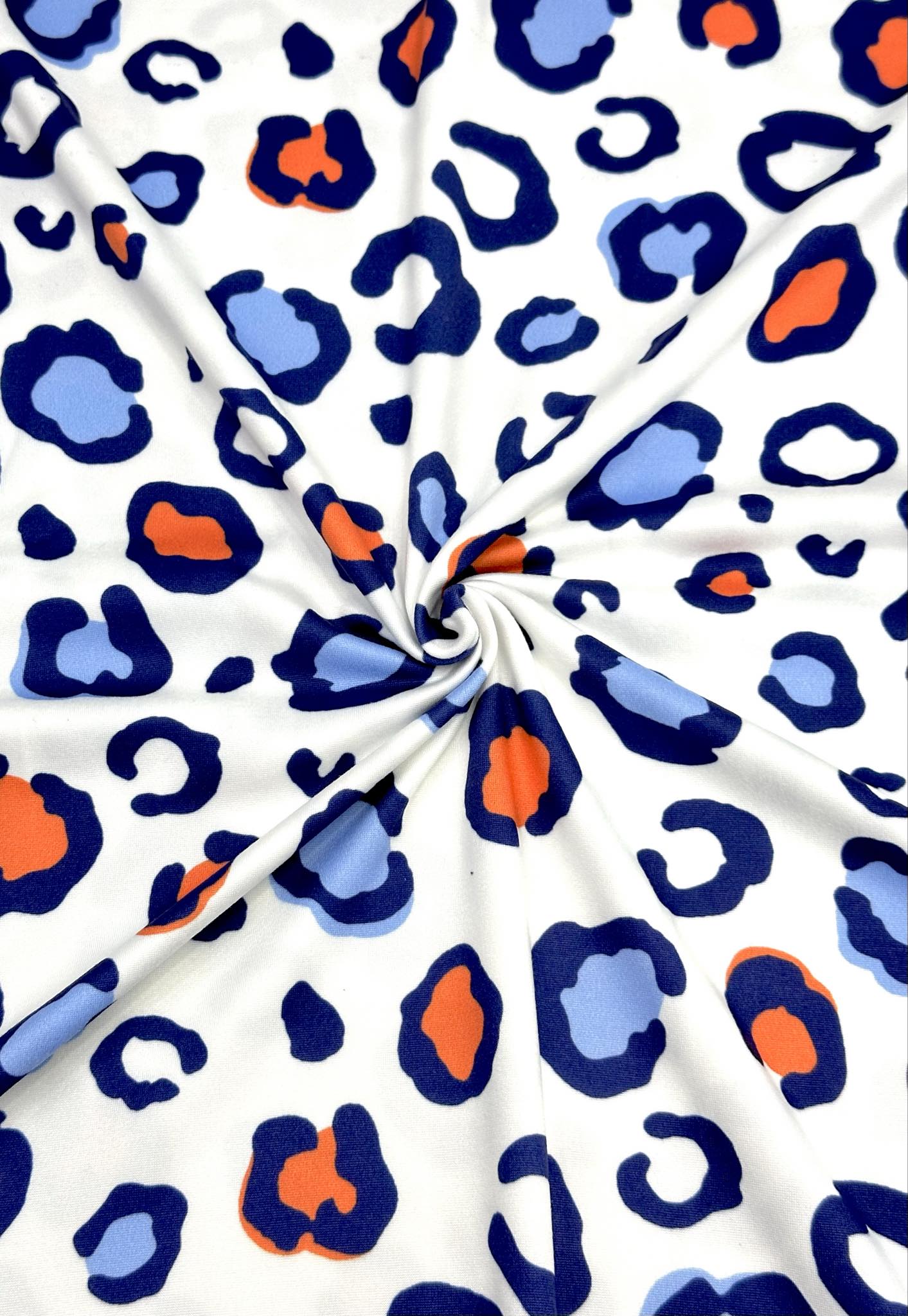 (DBP) SCARLET RED, BLUE AND WHITE CHEETAH ON OFF WHITE