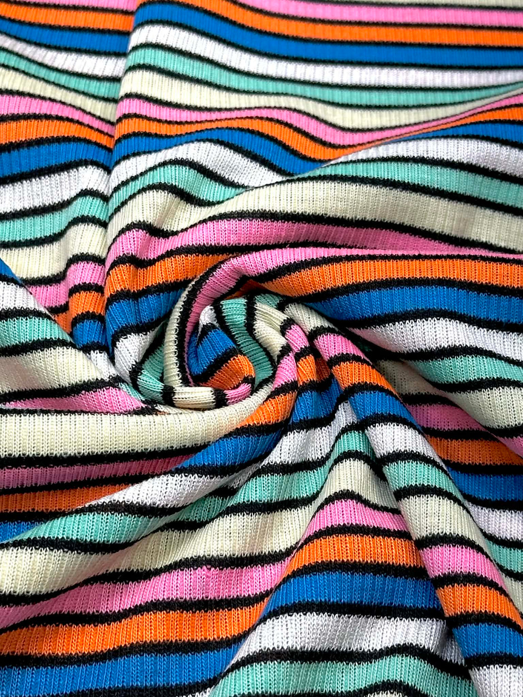 (2X2 RIB) PINK, CREAM, MINT, WHITE, BLUE, AND ORANGE STRIPES
