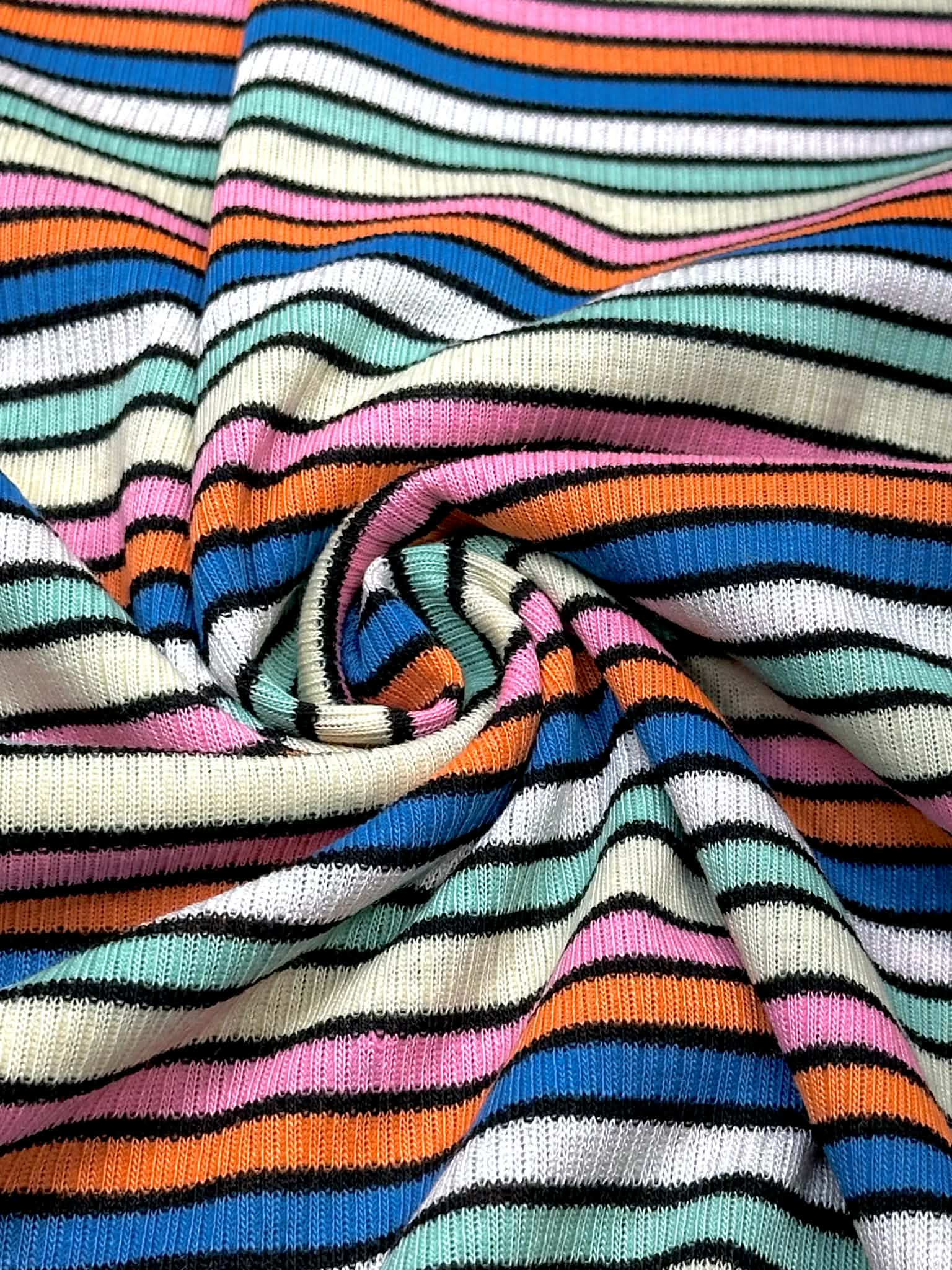 (2X2 RIB) PINK, CREAM, MINT, WHITE, BLUE, AND ORANGE STRIPES