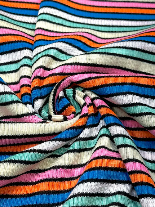 (2X2 RIB) PINK, CREAM, MINT, WHITE, BLUE, AND ORANGE STRIPES