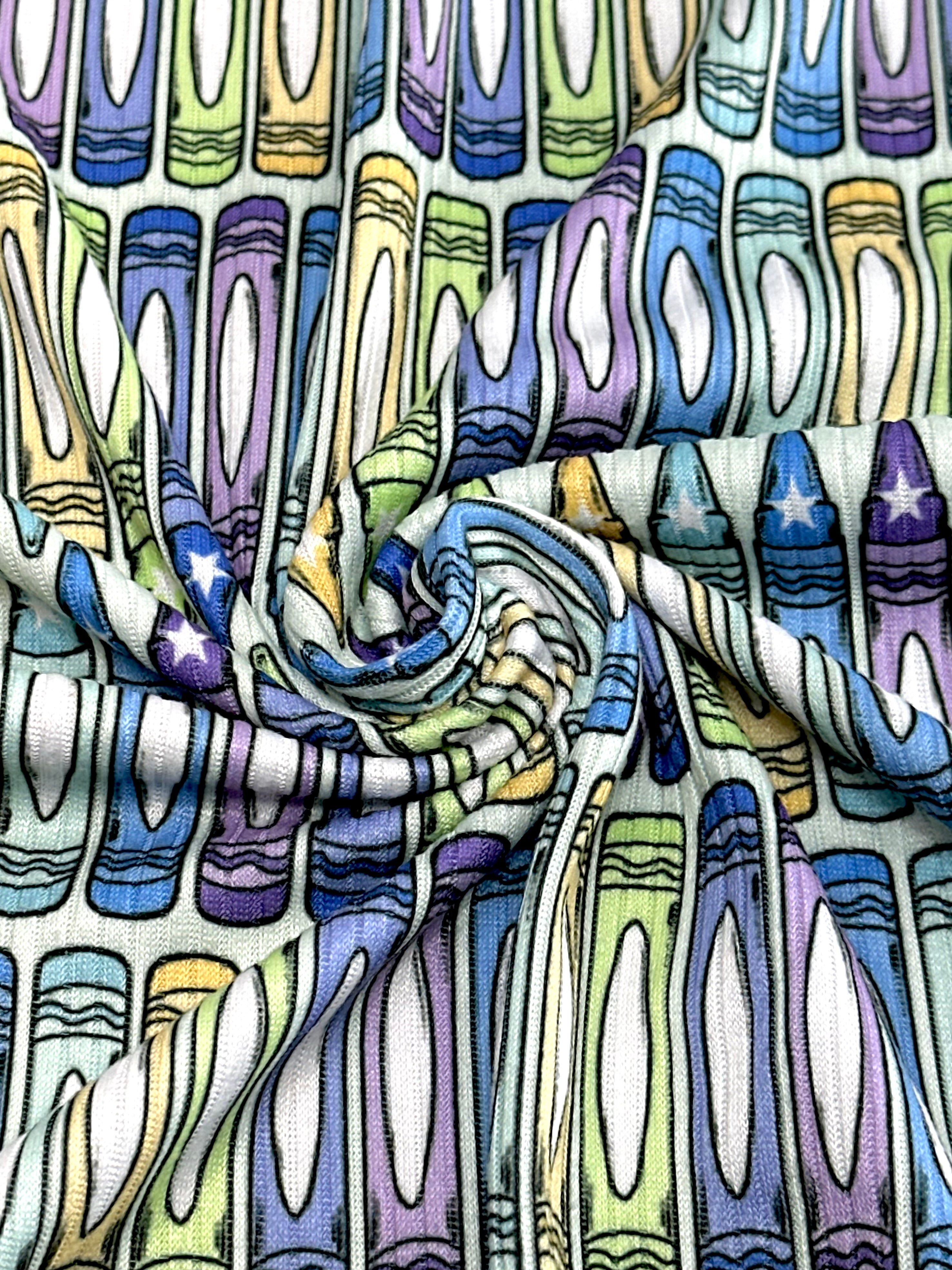 (4X2 YUMMY RIB) MEDIUM CRAYONS ON BLUE