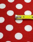 (COTTON SPANDEX) OFF WHITE POLKA DOTS ON RED