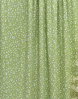 (WIDE RIB) WHITE FLORAL PATTERN ON GREEN