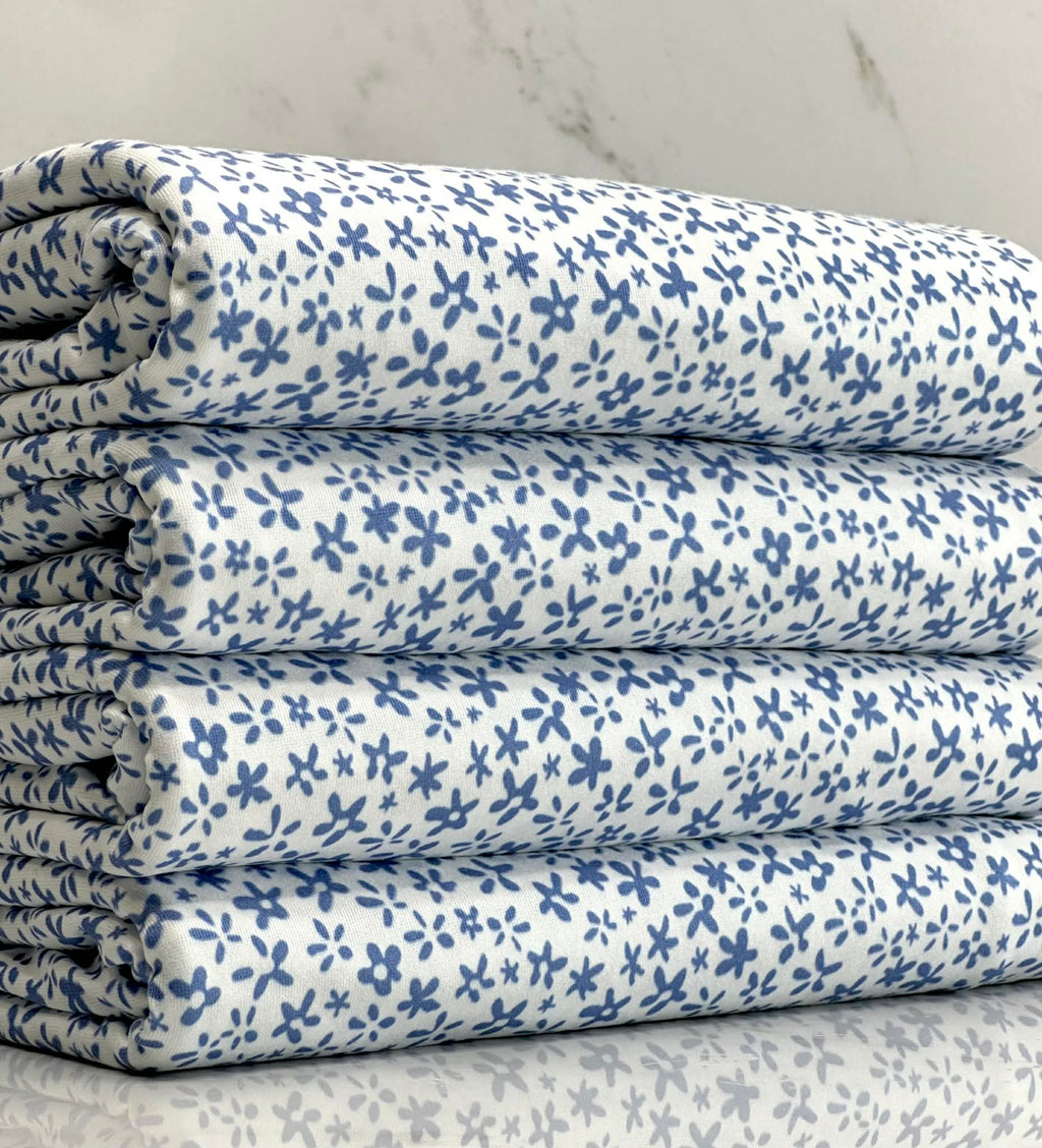 (DBP) TINY BLUE FLOWERS ON OFF WHITE