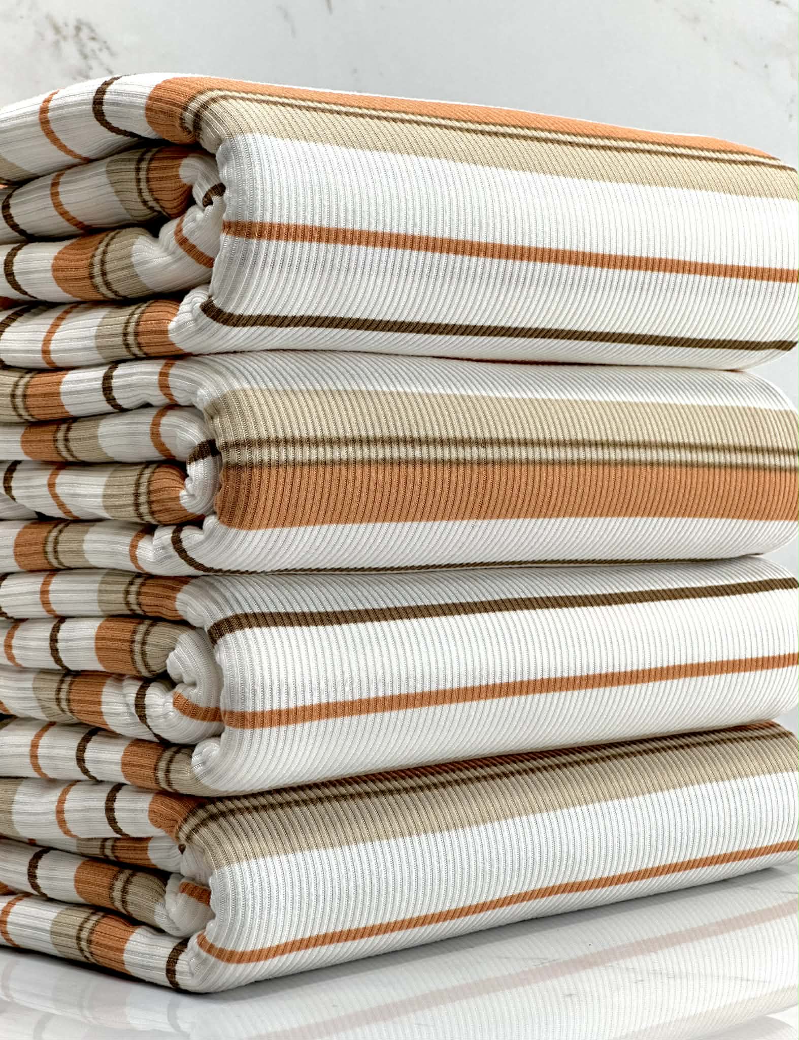 (2X1 YUMMY RIB) ORANGE, BROWN AND OFF WHITE STRIPES