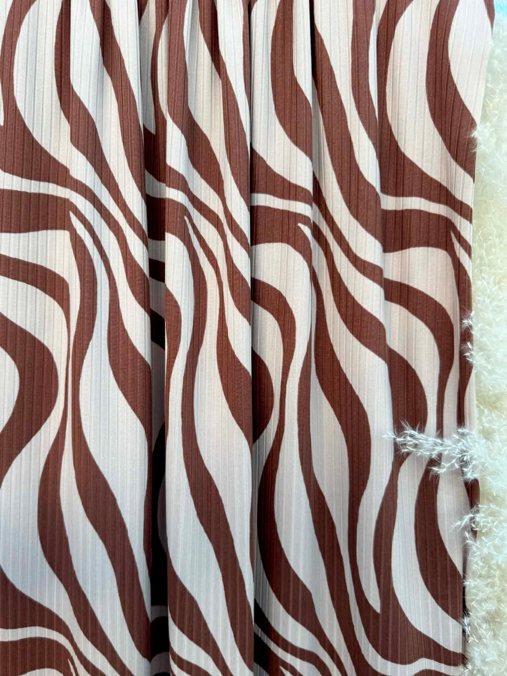 (WIDE RIB) BROWN ZEBRA ON TAN