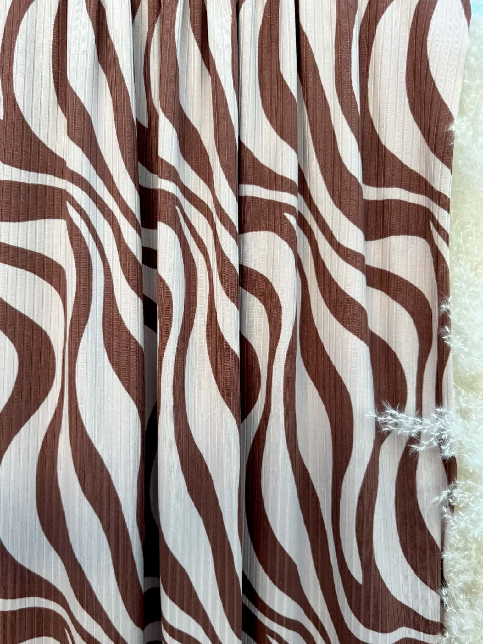 (WIDE RIB) BROWN ZEBRA ON TAN