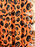 (4X2 YUMMY RIB) BLACK PUMPKINS AND BLACK BATS ON ORANGE