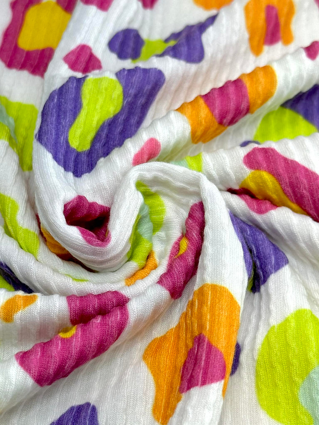 (URBAN RIB) MULTI COLORFUL CHEETAH PRINT ON OFF WHITE