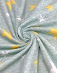(FRENCH TERRY) YELLOW AND OFF WHITE STARS ON VINTAGE GREEN