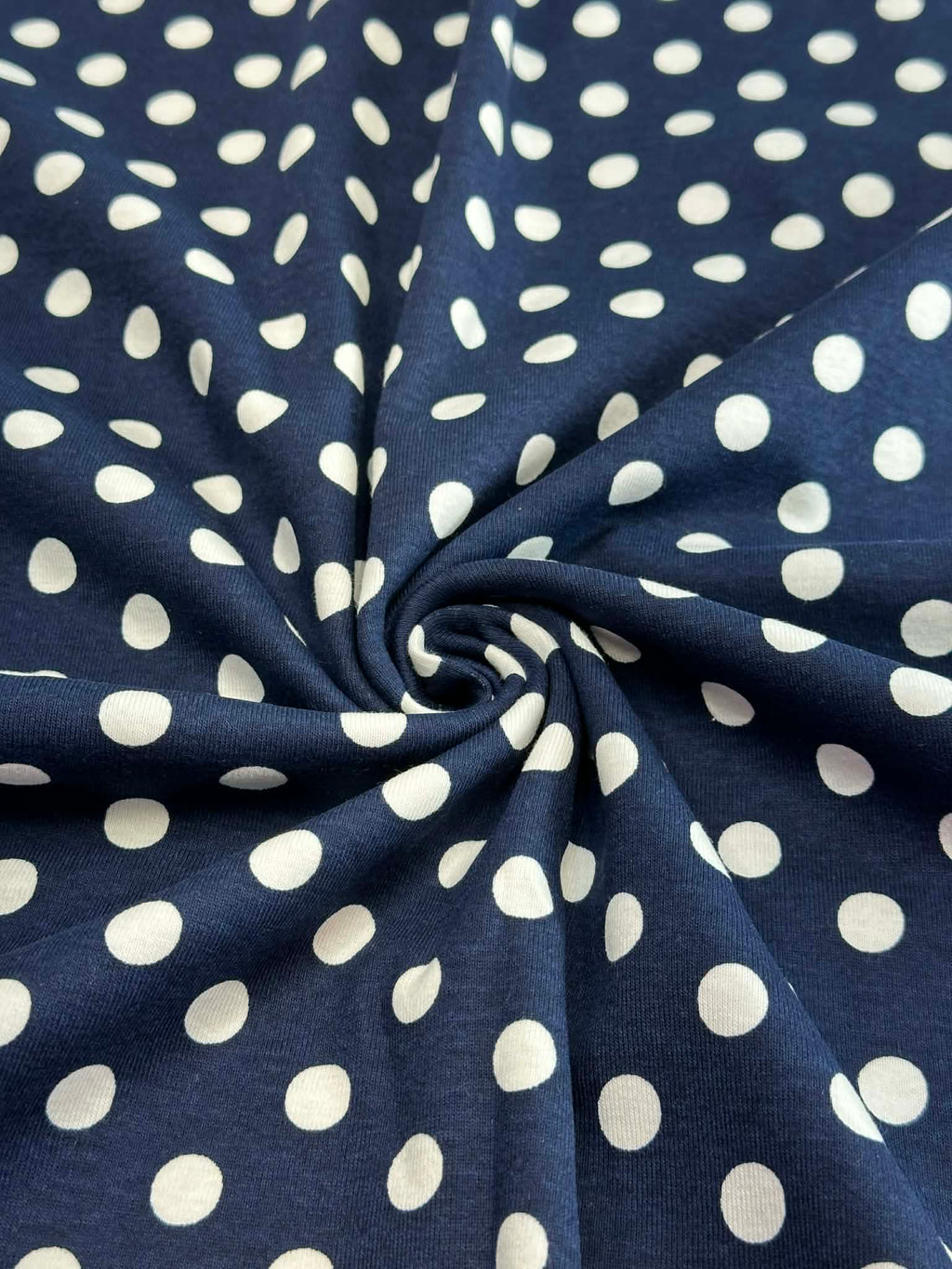 (COTTON SPANDEX) OFF WHITE POLKA DOTS ON NAVY(5)