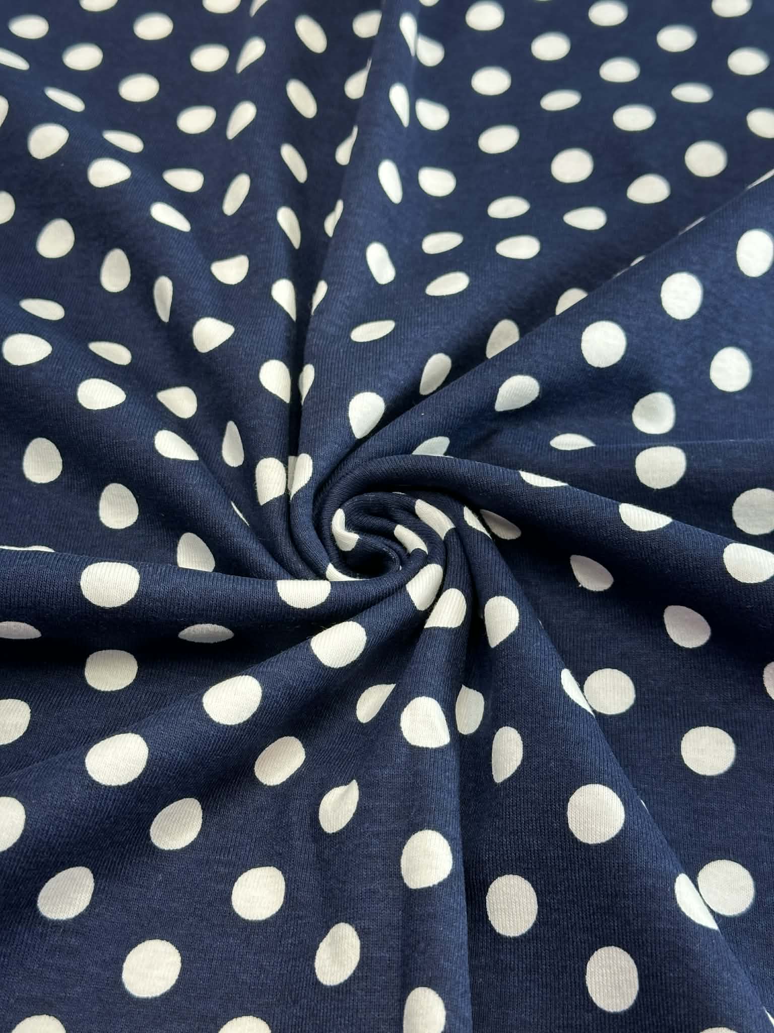 (COTTON SPANDEX) OFF WHITE POLKA DOTS ON NAVY(5)