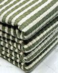 (PUCKERED STRIPE) VINTAGE GREEN STRIPES ON OFF WHITE
