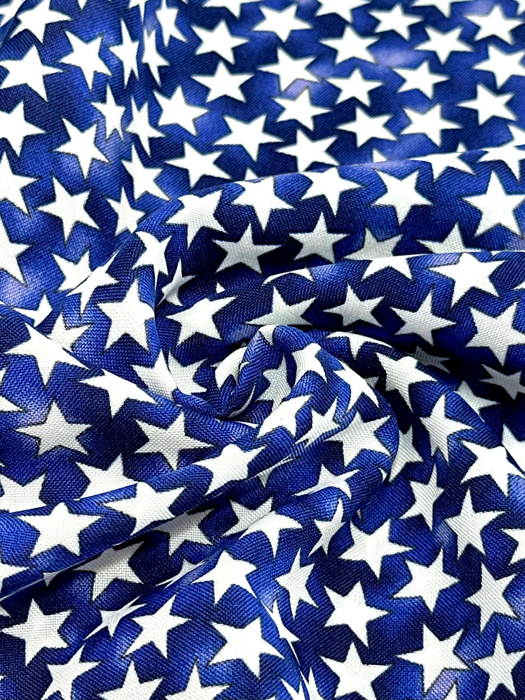 (COTTON) TINY WHITE STARS ON ROYAL BLUE