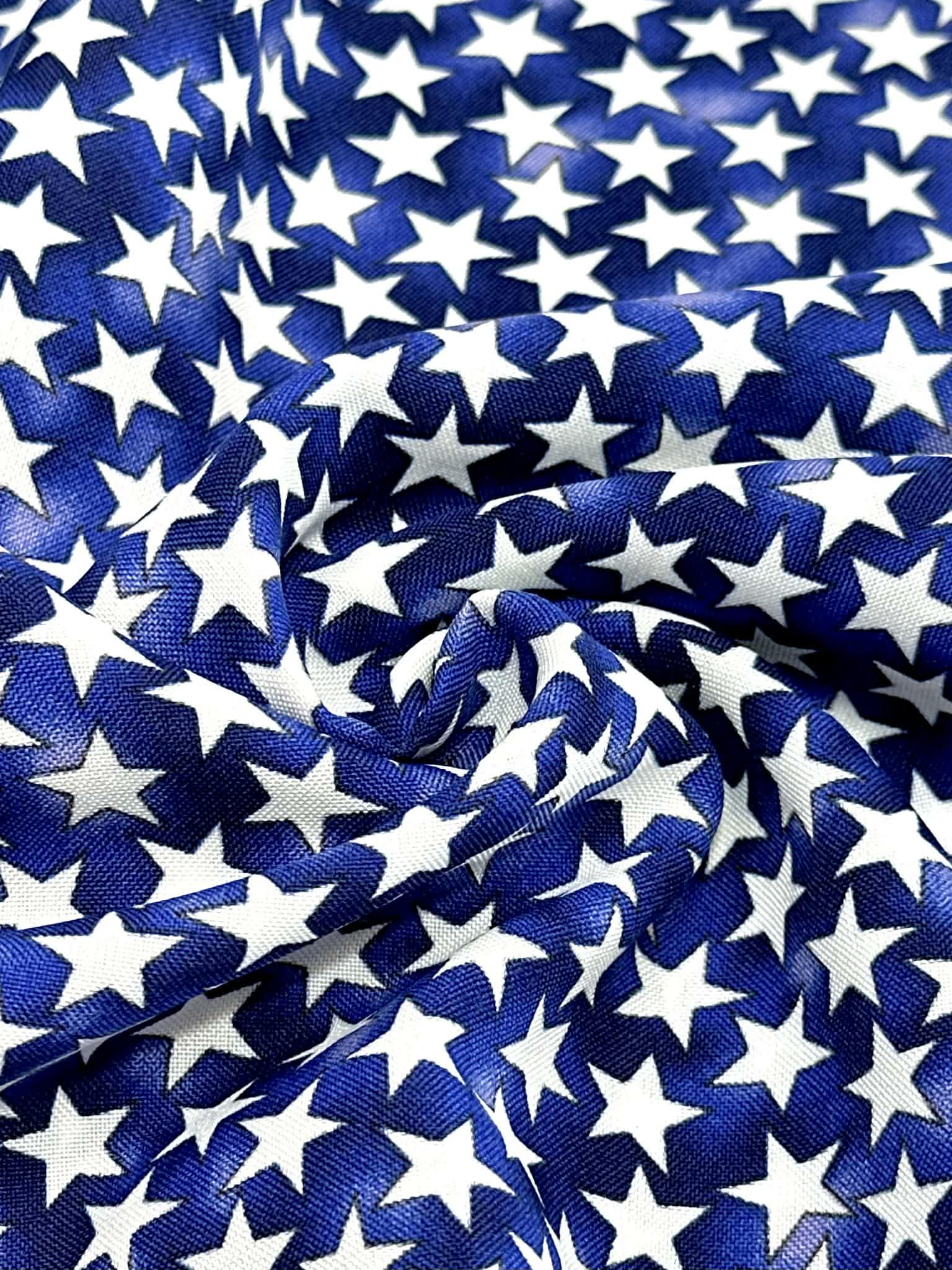 (COTTON) TINY WHITE STARS ON ROYAL BLUE