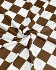(4X2 RIB) BROWN MEDIUM CHECKERED ON OFF WHITE