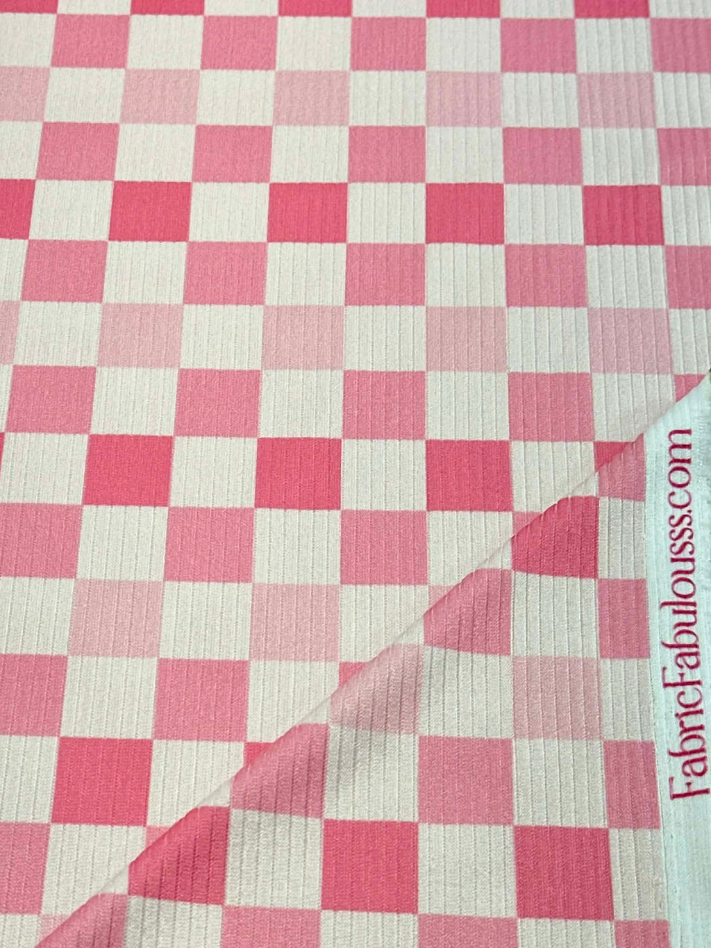 (4X2 YUMMY RIB) PINK AND LIGHT PINK CHECKERED PATTERN