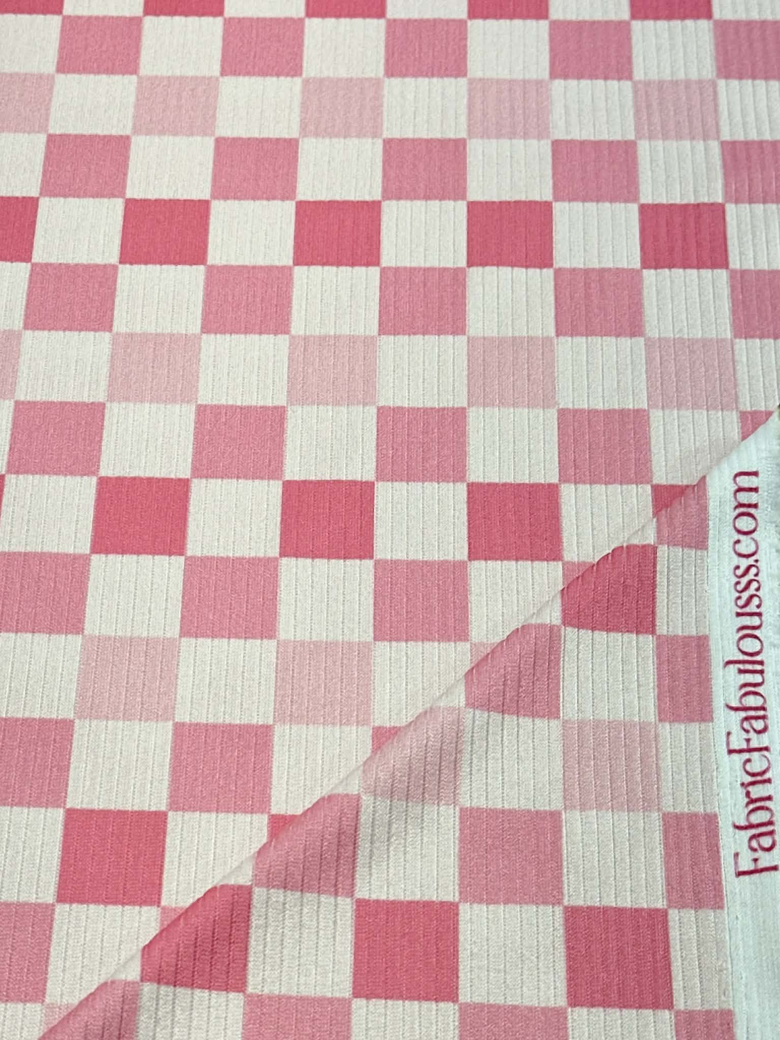 (4X2 YUMMY RIB) PINK AND LIGHT PINK CHECKERED PATTERN