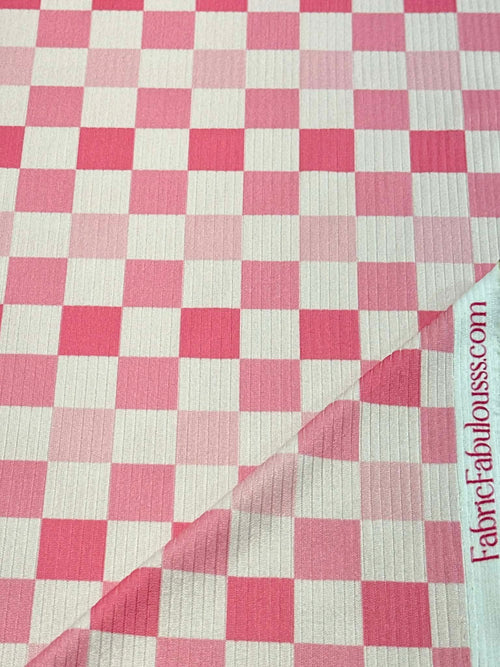 (4X2 YUMMY RIB) PINK AND LIGHT PINK CHECKERED PATTERN