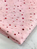 (MESH) SHIMMERY POLKA DOTS ON LIGHT PINK