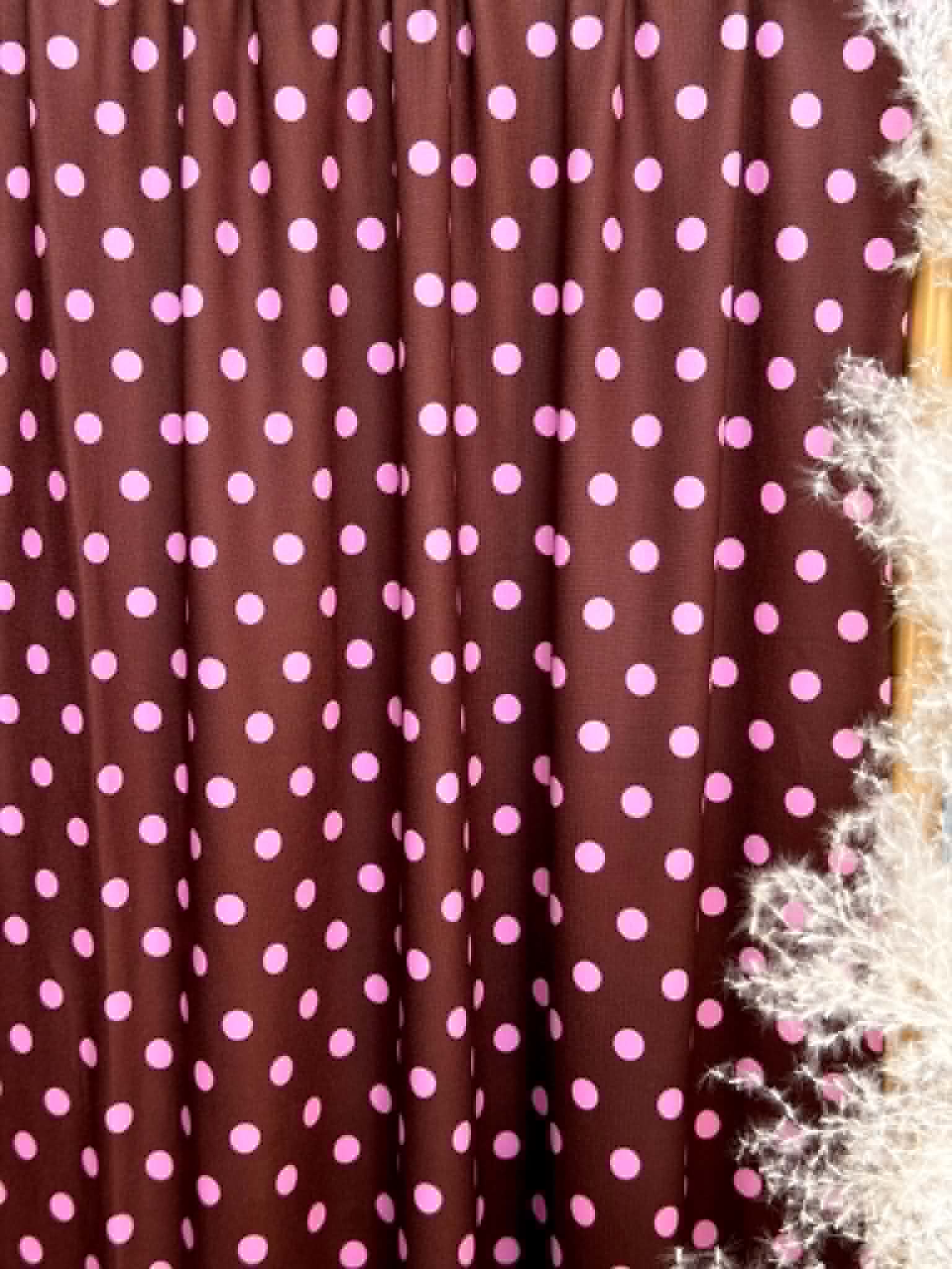 (DBP) PINK POLKA DOTS ON BROWN