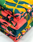(NYLON RIB) FLORAL PATTERN ON DEEP TEAL