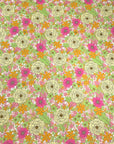 (YUMMY RIB) PINK, YELLOW, GREEN, AND ORANGE FLOWERS ON OFF WHITE