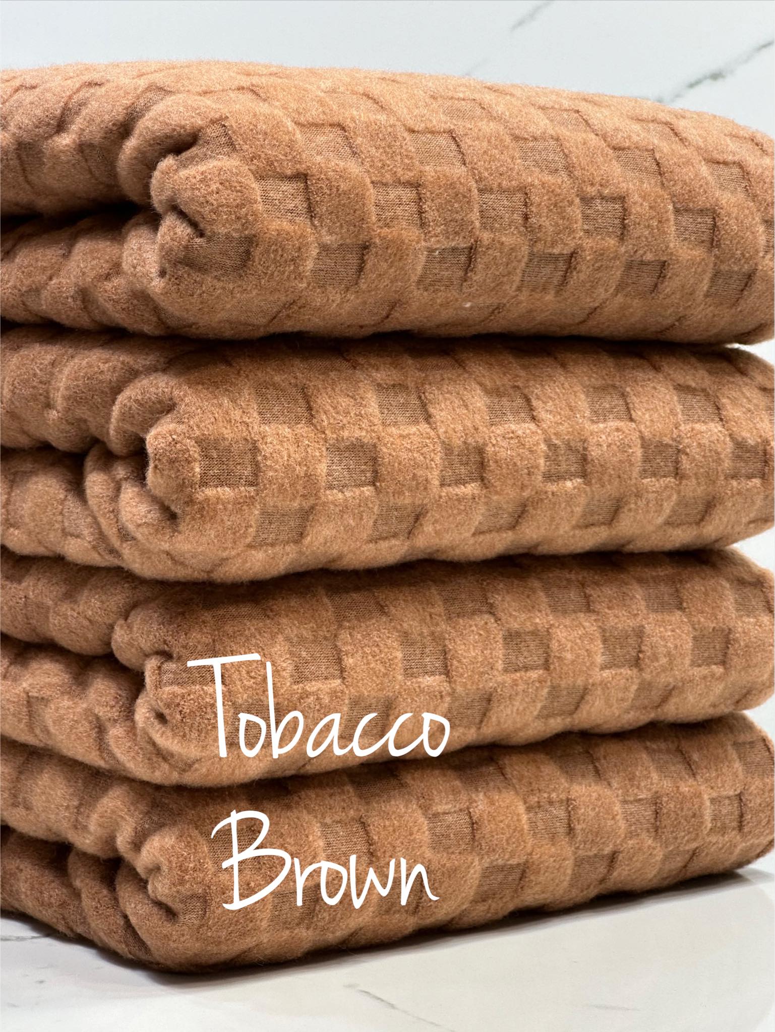 (LOOP TERRY) 3D TOBACCO BROWN CHECKERED