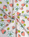 (YUMMY RIB) STRAWBERRIES AND FLOWERS ON PINK