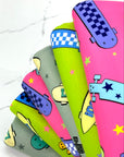 (DBP) SKATEBOARDS AND STARS ON LIME