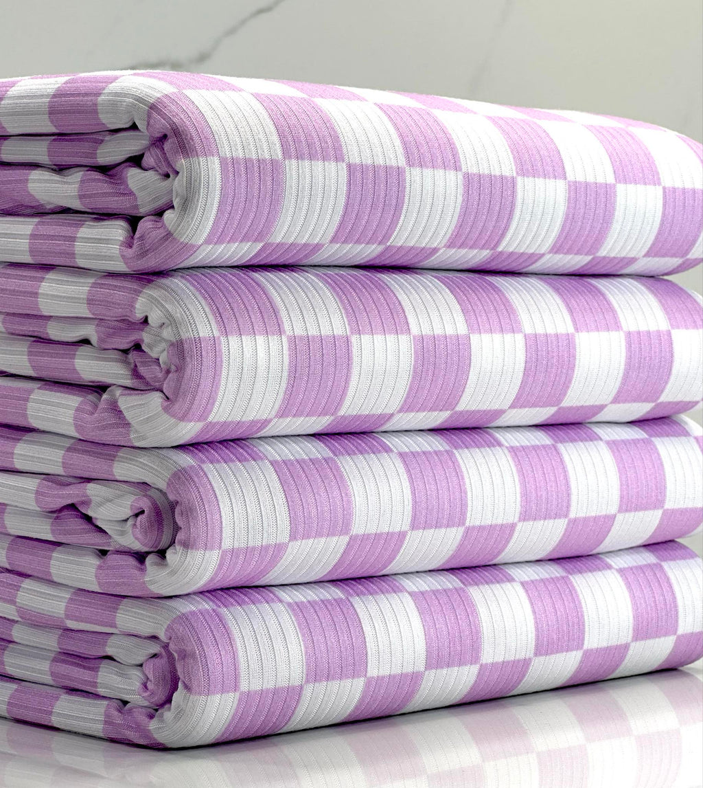(YUMMY RIB) LILAC AND OFF WHITE CHECKERED