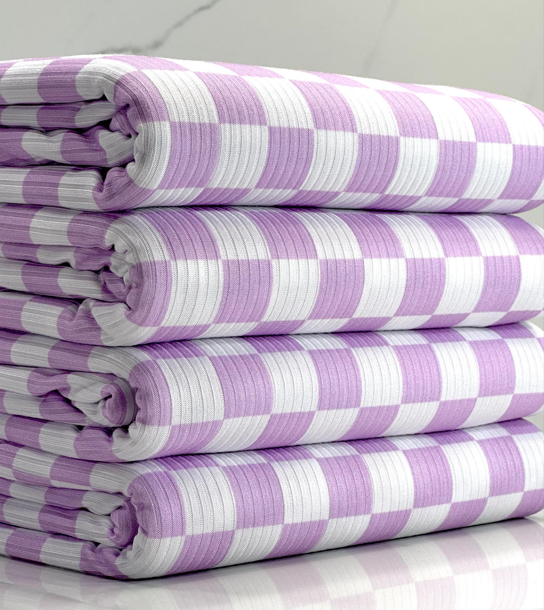 (YUMMY RIB) LILAC AND OFF WHITE CHECKERED