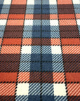 (BRUSHED SWEATER KNIT) RED, BLUE, AND OFF WHITE PLAID