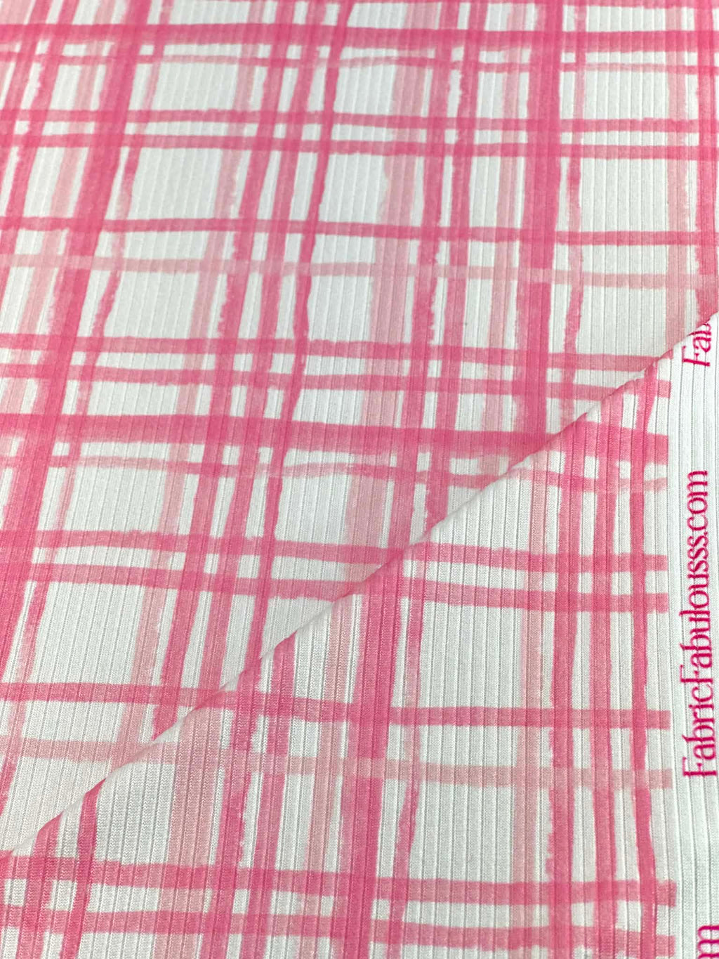 (4X2 YUMMY RIB) PINK AND LIGHT PINK PLAID ON OFF WHITE
