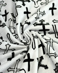 (JERSEY KNIT) BLACK CROSSES ON OFF WHITE