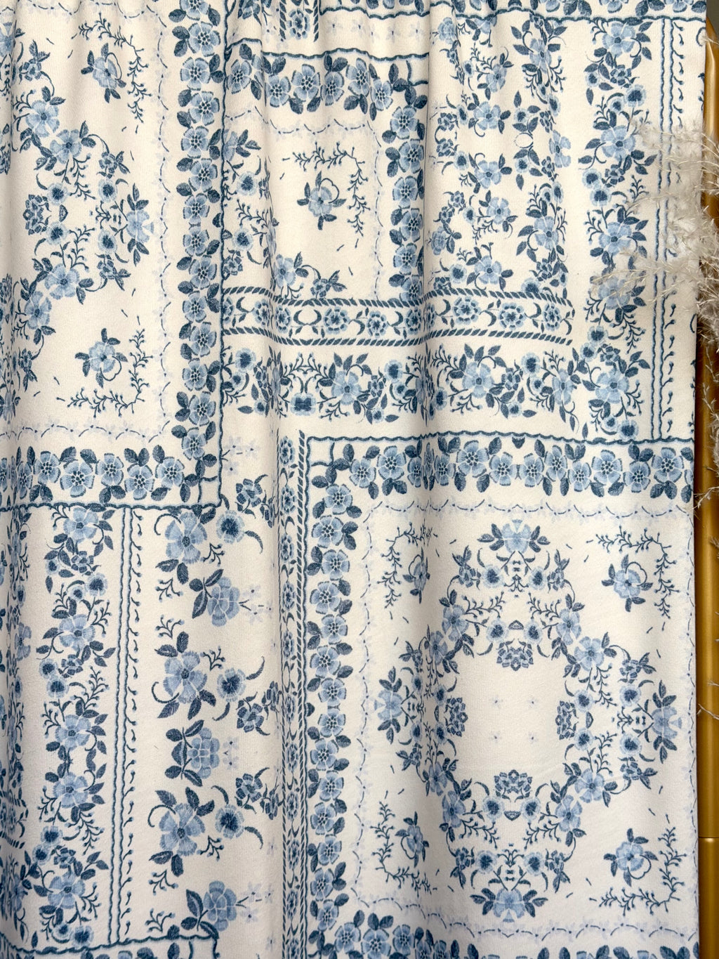 (FRENCH TERRY BRUSHED) DENIM FLORAL GARDEN