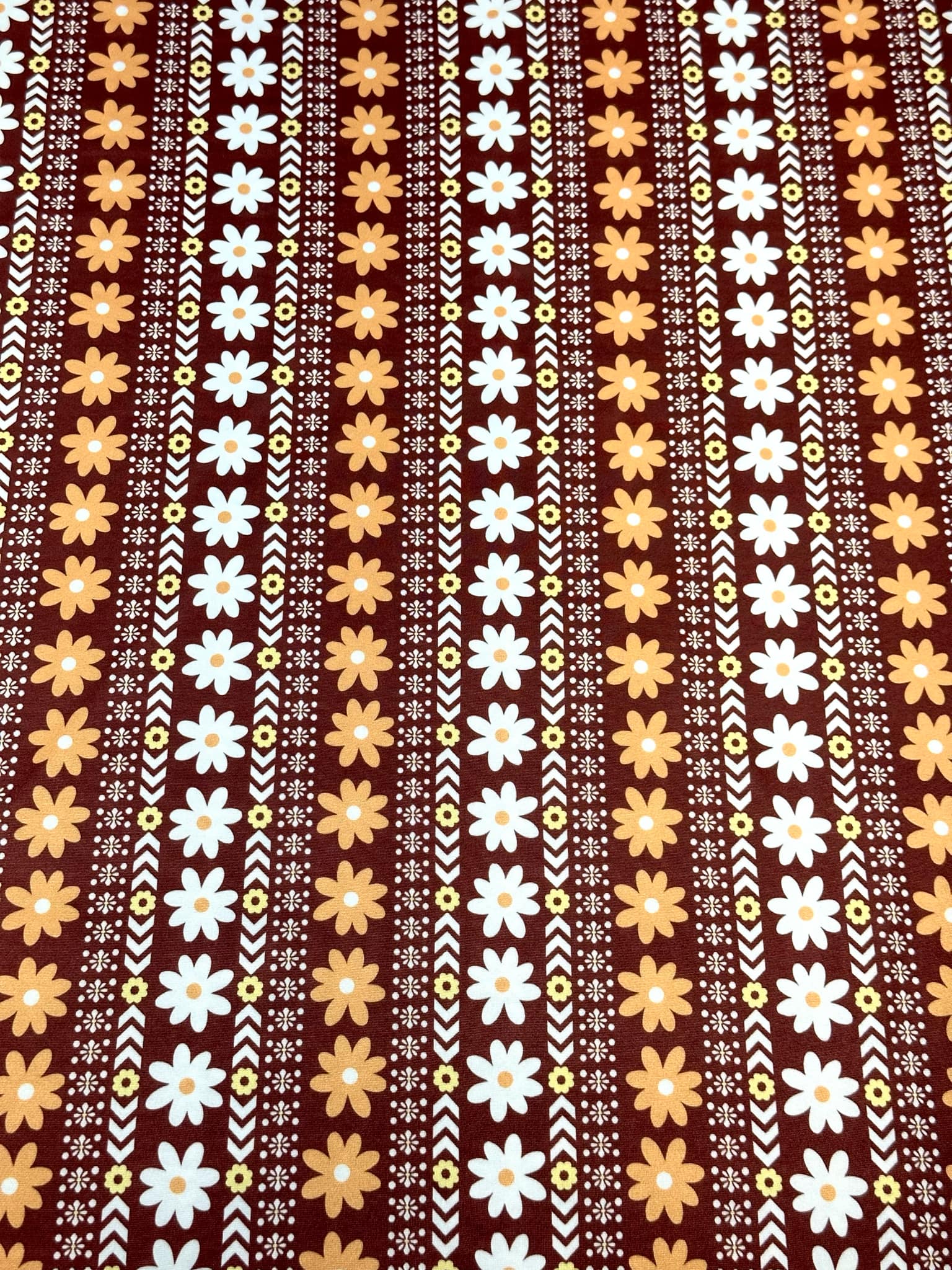 (DBP) LIGHT ORANGE AND OFF WHITE FLOWER PATTERN ON VINTAGE BROWN