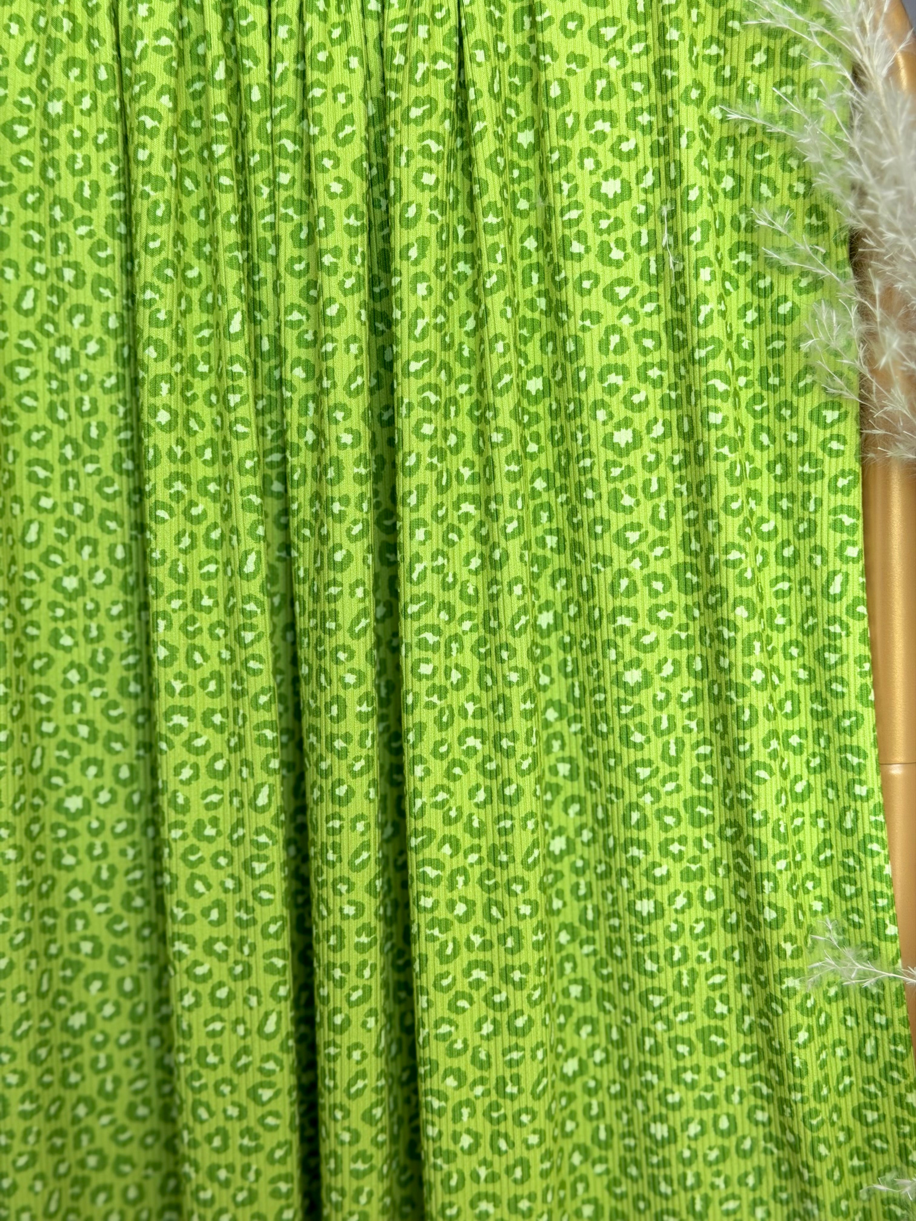 (2X2 YUMMY RIB) GREEN CHEETAH