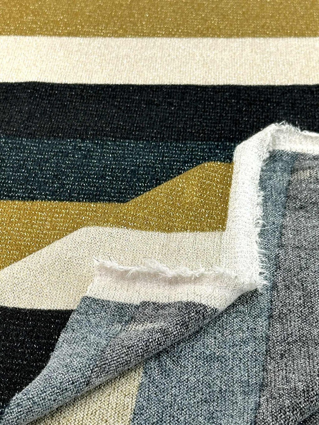 (HACCI SWEATER KNIT) GREEN, GOLD, BLACK AND CREAM LINES