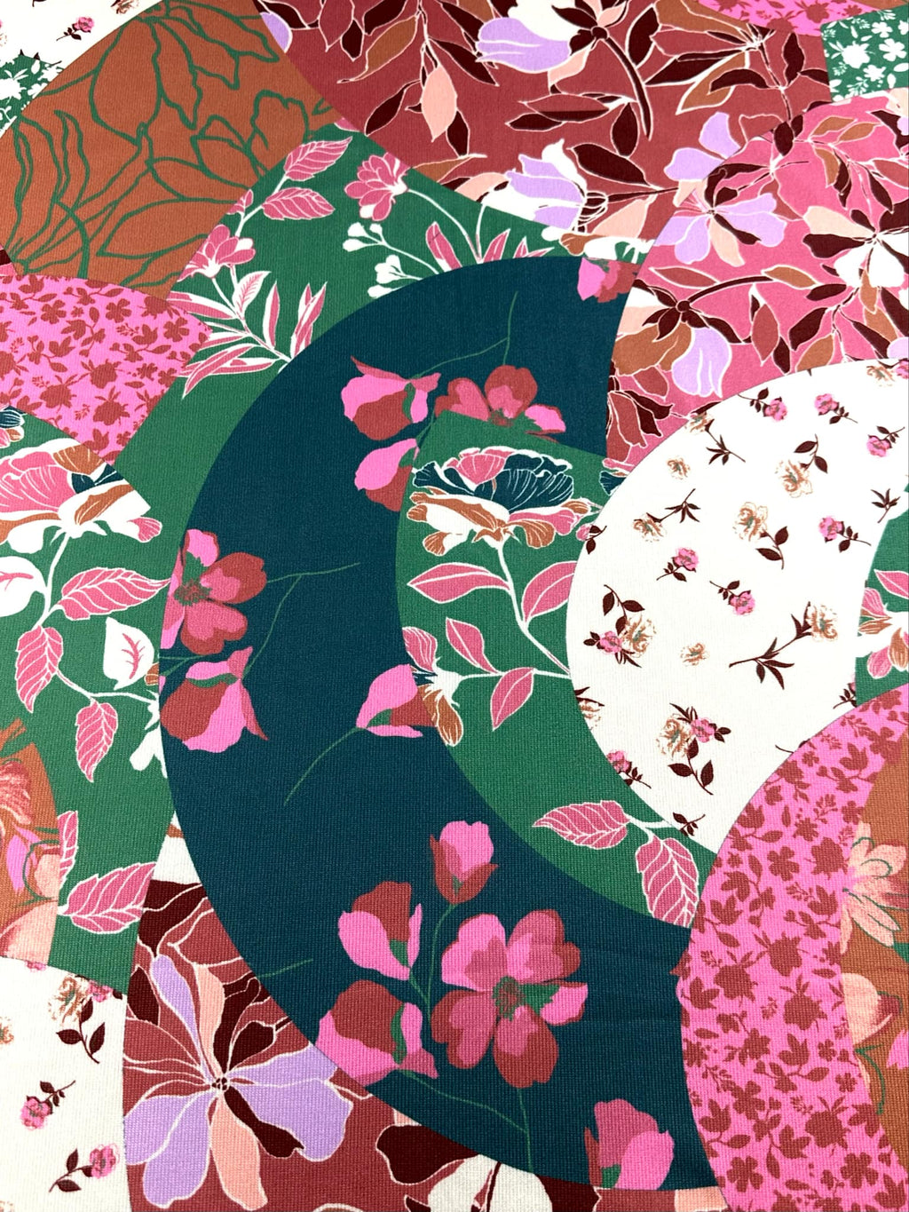 (SWEATER KNIT/ OAKLEY) RUST, GREEN, AND PINK FLORAL