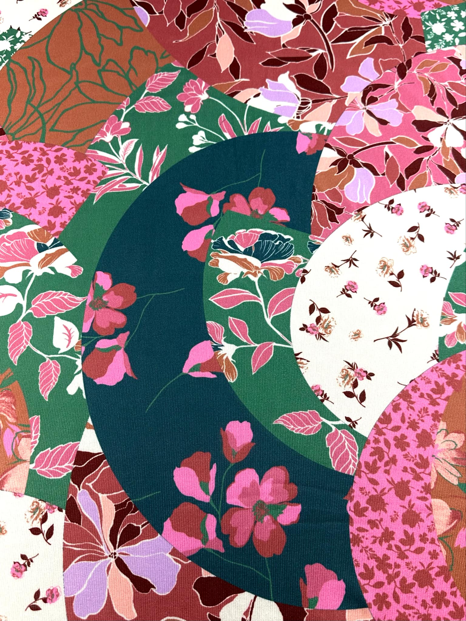(SWEATER KNIT/ OAKLEY) RUST, GREEN, AND PINK FLORAL