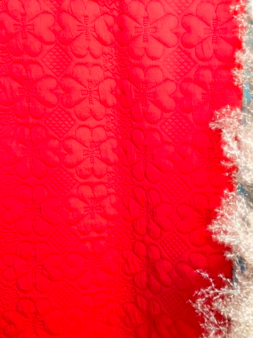 (JACQUARD KNIT) 3D BRIGHT RED EMBOSSED FLOWERS