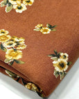 (WOVEN) CREAM FLOWERS ON WARM BROWN