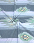 (BRUSHED SWEATER KNIT) BLUE AND JADE WESTERN PATTERN